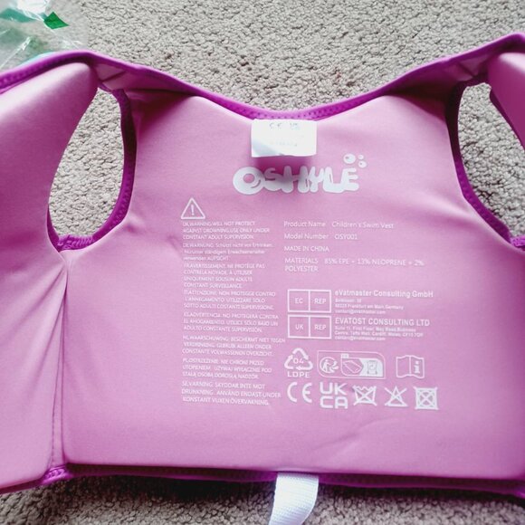 Oshyle Neoprene Mermaid Swim Vest for Kids Adjustable‎ Safety Straps Toddler - Picture 4 of 9